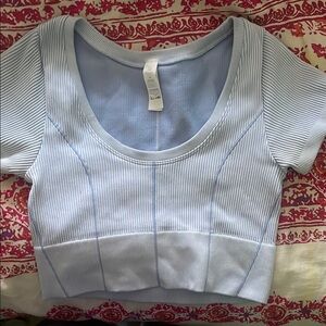 Aerie Light Blue Ribbed Crop Top